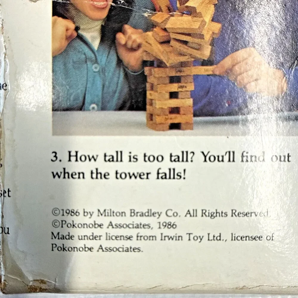 Vintage 1986 Original Jenga MB Game Wood Blocks - Retro - Made in USA